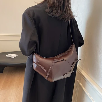 Luxury Shoulder Bag Designer Handbag Purse for Women Cow Horn Crossbody Bags PU Leather Women's Bag Half Moon Dumpling Hobo Bag 1