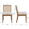 Farmhouse Rattan Dining Chairs Set of 6 Natural Wood Dining Room Chairs Rectangle Cane Country Kitchen Chairs Upholstered Wood D 3