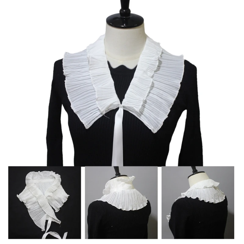 

Ruffle False Collar Detachable Blouses False Half Shirt Collar for Womens Stand Neck Collar for Sweater Shirt
