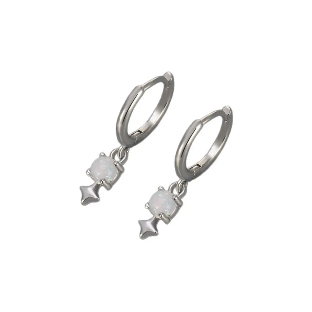 Light Luxury White Opal Rhinestone Dangle Earrings for Women Fashion Creative Design Earring Party Jewelry Gifts