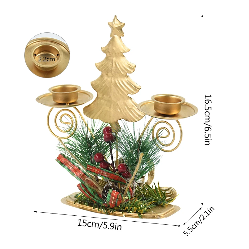 Navidad Xmas Candle Holder Christmas Tree Candlestick Table Ornament Decorations for Christmas New Year Party Dinner Decorations