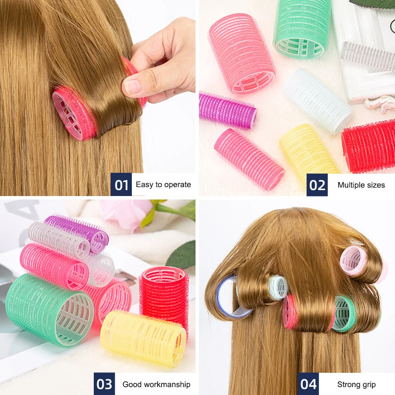 Hair Styling Tool Hair Curling Tools 6pcs Self-Grip Hair Rollers Heatless No Heat Bangs Volume DIY