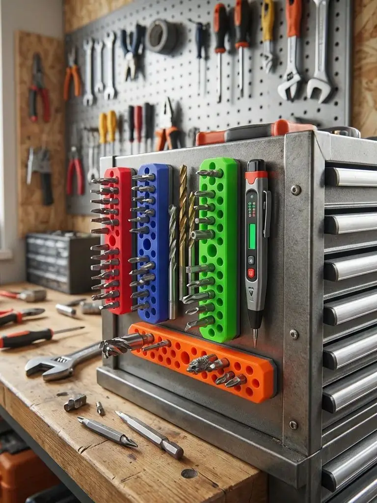 Aufbewahrungsbox mit 43 Löchern und magnetischem Sechskantkopf, geeignet für 1/4-Zoll-Schraubendreherkopf, kann in einem Werkzeugkasten oder einem Bohrer aufbewahrt werden – Detail 6