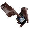 Men's Winter Leather Warm Gloves Men Fashion Waterproof Faux Driving Thin for Touch Screen Brown Guantes 3