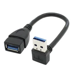 USB 3.0 Right/Left/Up/Down Angle 90 - Degree Male to Female Extension Cable Adapter - 0.2m (Left)