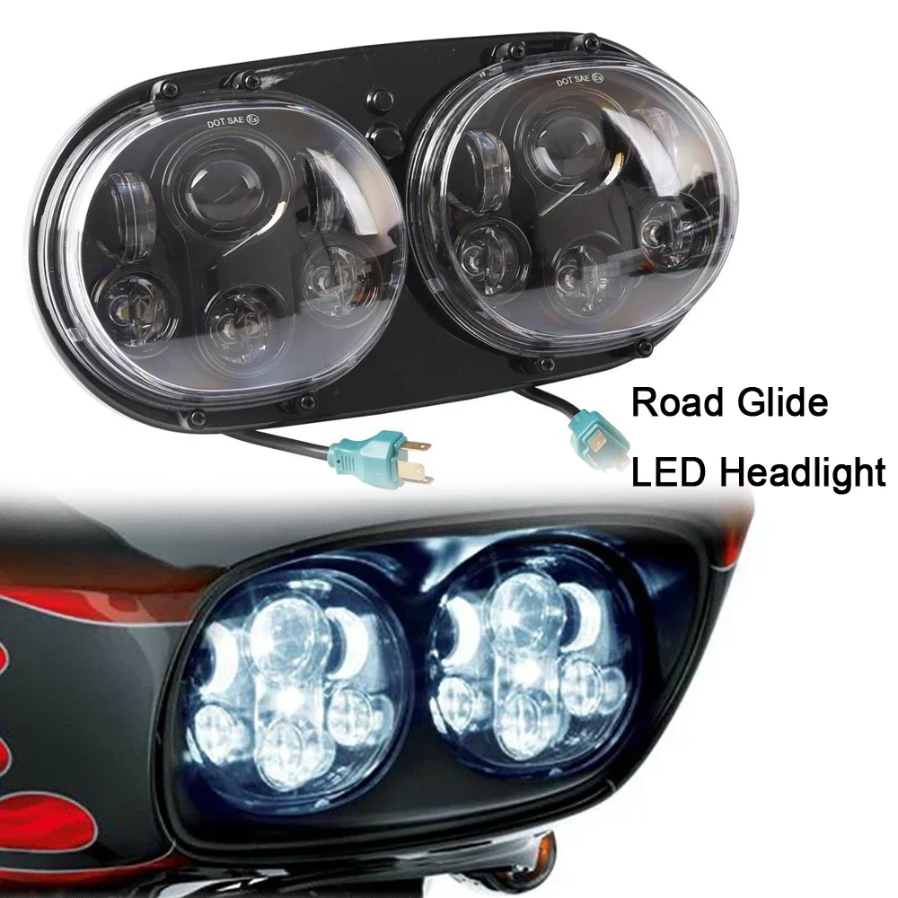 RTS 90W/High Beam 60W/Low Beam Motorycly Led Headlamp Road Glide LED Double Headlight For H Road Glide Lights