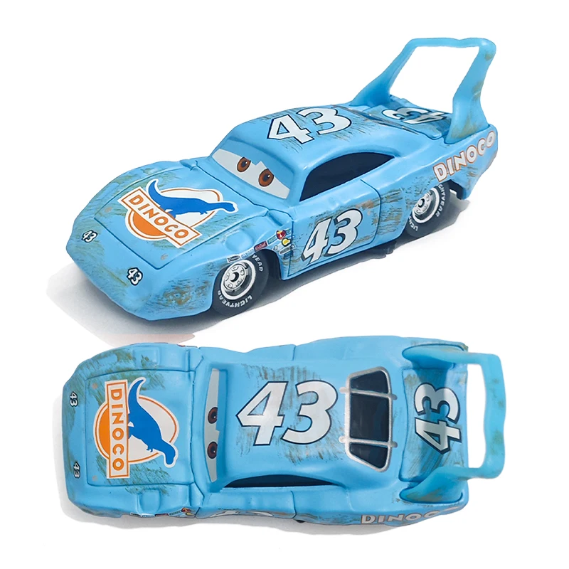 Disney Pixar Cars Battle-Damaged Car King Anime Model 43 Strip Weathers Dinoco Kids Toys 1:55 Metal Die Casting Birthday Gifts