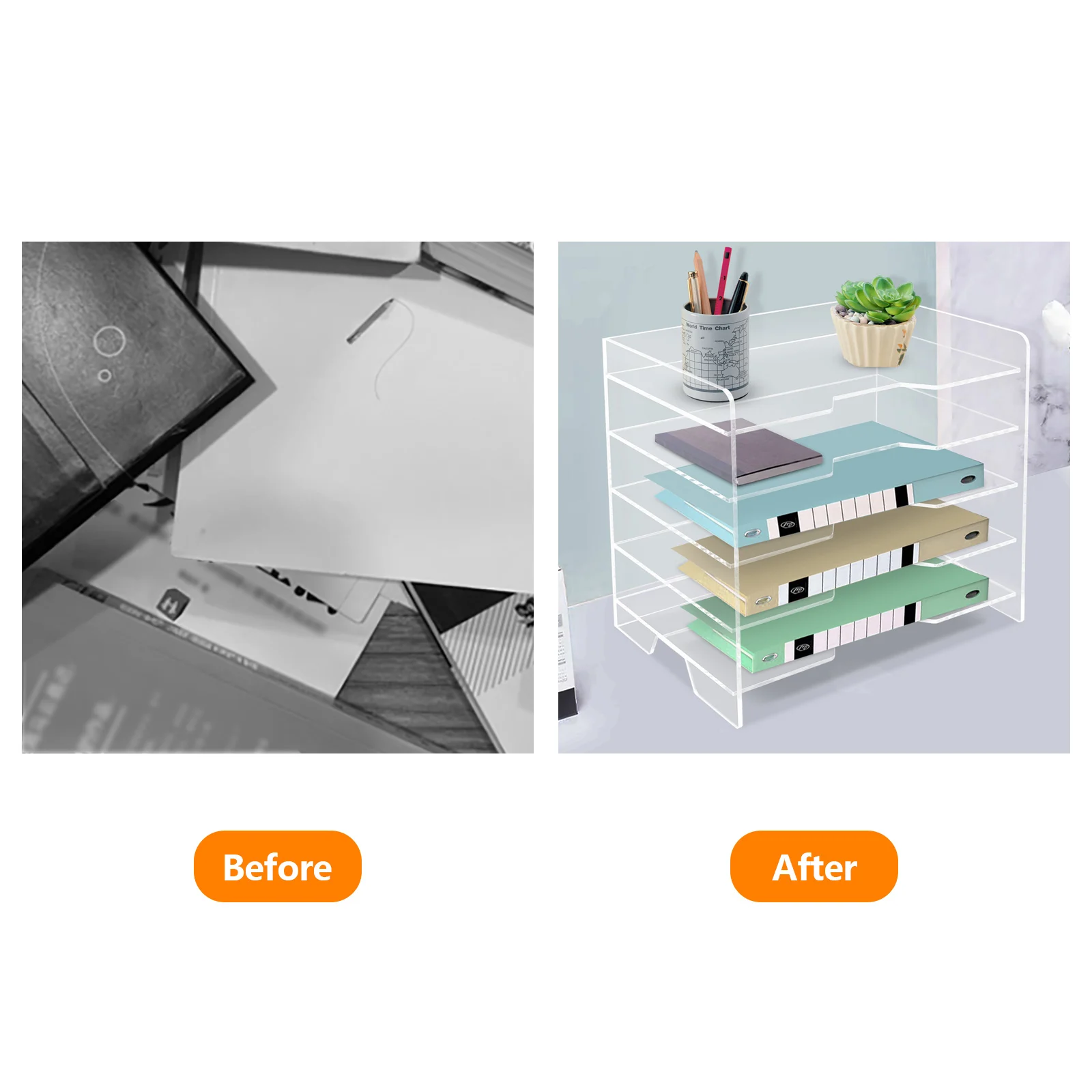 5-Tier Acrylic Assembled File Organizer, Clear Paper Tray Suitable For  Files Up To 9.5*13.5 Inches, Enlarged Size Letter Tray - AliExpress