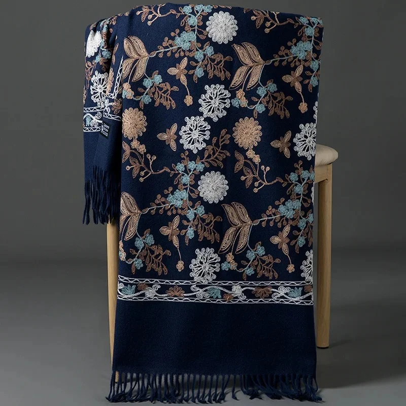 Embroidered snow beads-navy blue