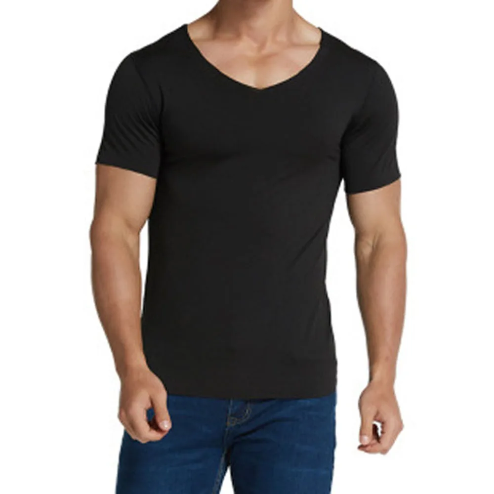 Mens Silk Breathable Short Sleeve Slim Fit Tshirts