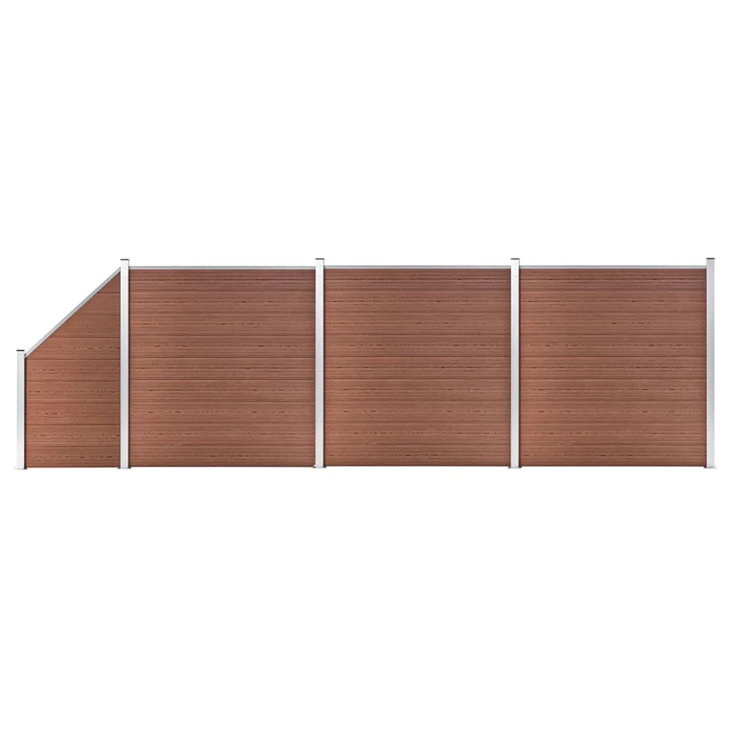 Wpc 3 Square + 1 Set Di Recinzioni Inclinate 619 X Cm Pannello Di Recinzione Da Giardino Marrone Decorativo Antiruggine Recinzioni Barriera Per Animal