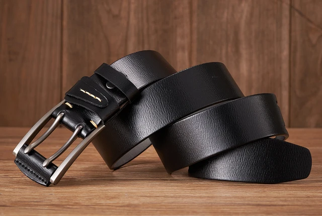  Men Belt Male Leather Belt Men Male Genuine Leather Strap  Luxury Pin Buckle Fancy Vintage Jeans,W71694,1BM black,105cm : Clothing,  Shoes & Jewelry