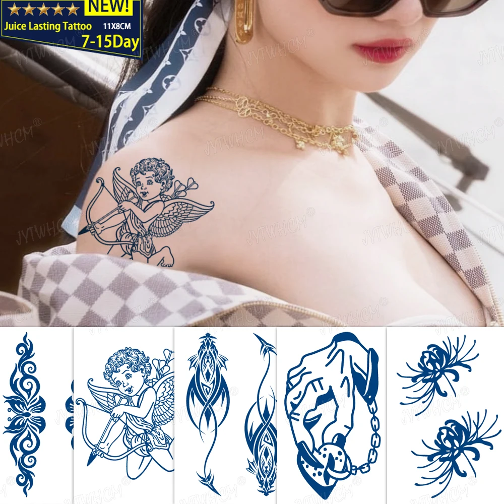 

Angel Temporary Tattoo Sticker Waterproof Linear Children's Sticker Forearm Tattoo Waterproof Body Wing Dandelion Makeup Sticker
