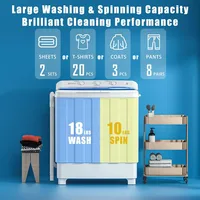 28 pound double bucket washing machine with drain pump, semi-automatic 18 pound washing machine with 10pound rotator combination 2