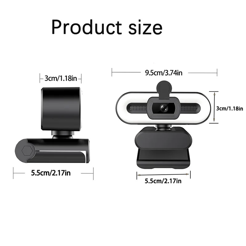 4K Ultra HD USB Webcam with Fill Light Auto Focus 8MP Built-in Microphone Streaming Camera pc webcam pc web camera computer camera