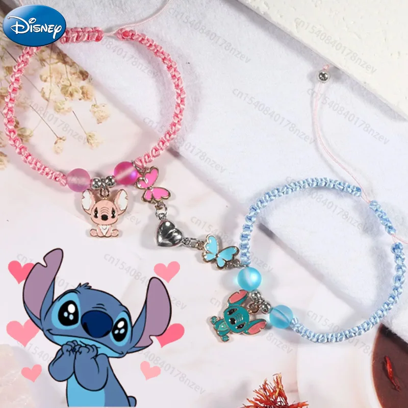 

Anime Disney Cartoon Lilo & Stitch Bracelet Knit Love Magnet Rope Chain Wristband Stitch Couple Boy Girls Kid Birthday Gift Toy