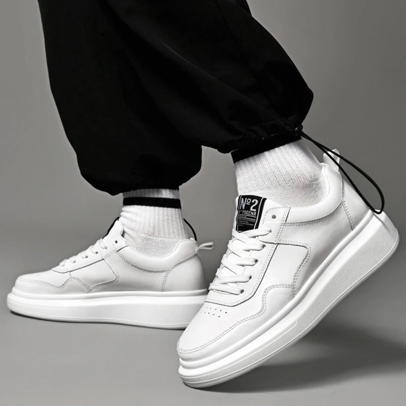 Men Genuine Leather Heightening Shoes Summer Casual Sneakers Comfortable Soft Sole Non Slip Elevator Shoes Mens Shoes Size 38-45