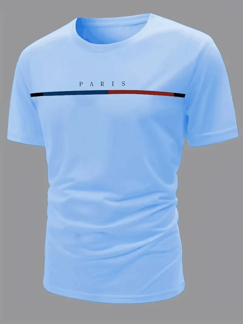 Men T-shirt Paris Theme Pattern Print Men's Comfortable T-shirt Pattern T-shirt Men's Summer Wear Men's Clothing