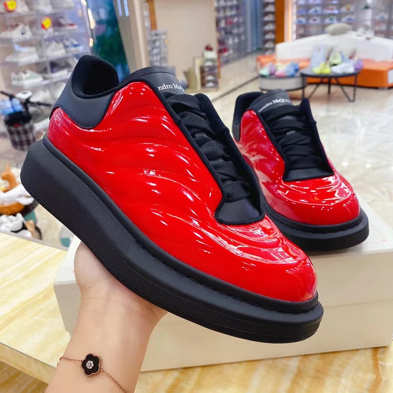 Women Casual Shoes Platform Sneaker Patent Leather Loafer For Man and Women Comfortable Trainers