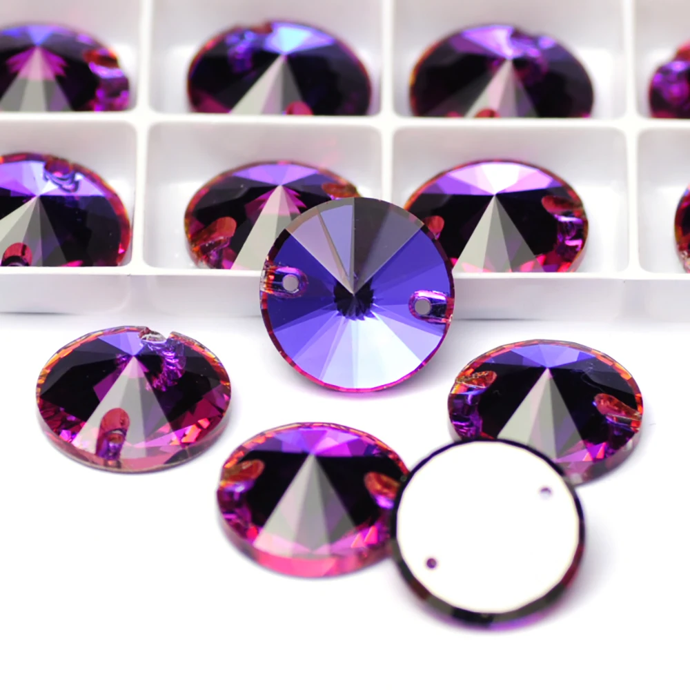 PUBRILEX Glas K9 Rivoli Rund zum Aufnähen von Strasssteinen mit flacher Rückseite zum Selbermachen, Nähen, Basteln, Geldt Nähen, Kristallstein für Kleidung, Dekoration – Detail 8
