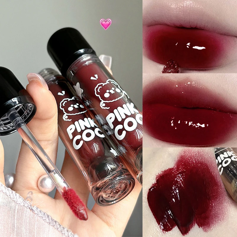 Punk Juice Red Lipgloss Black Mirror Glass Water Light Clear Lip Glaze Waterproof Non Stick Liquid Lipstick Nude Lip Tint Makeup 6