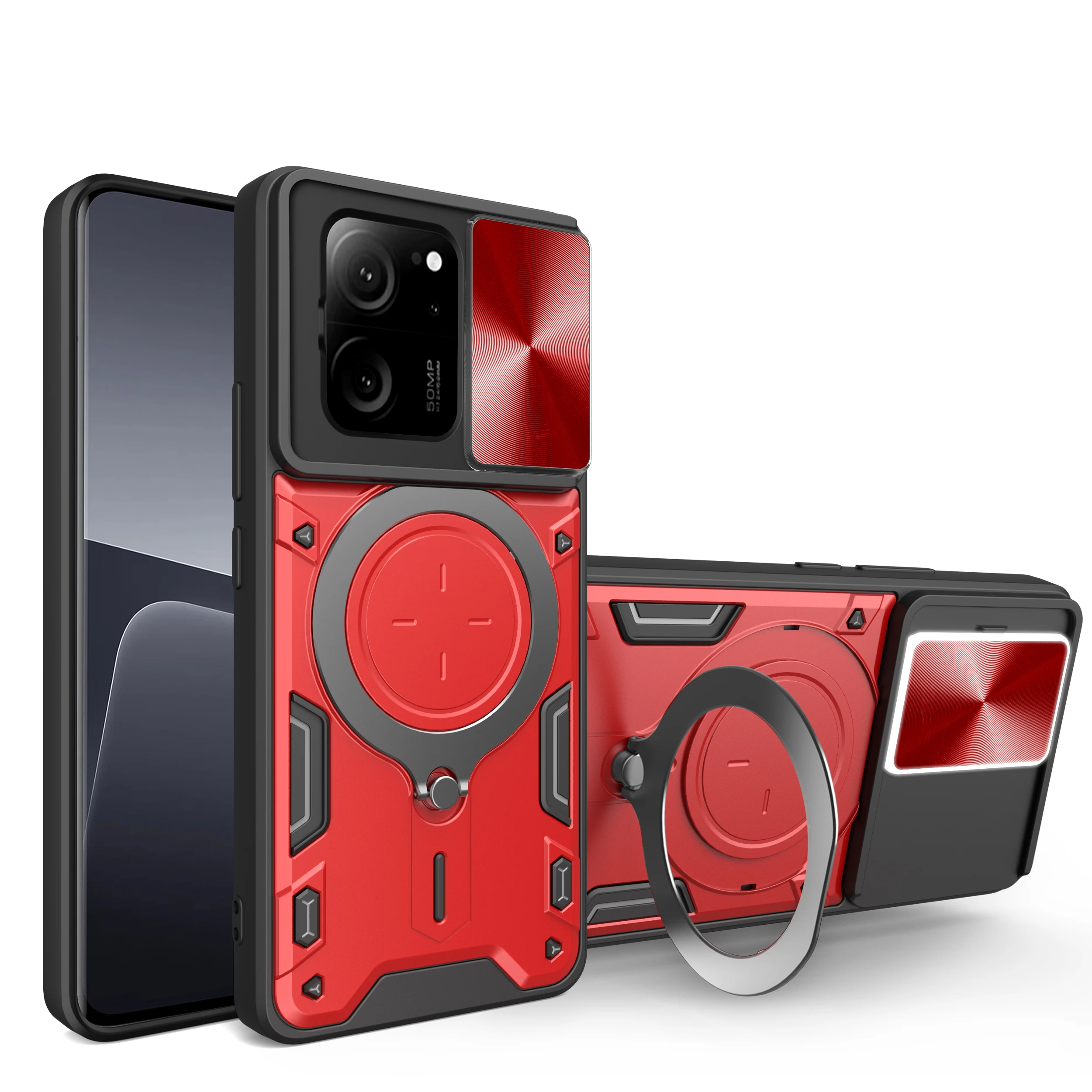 Fall Für Xiaomi 13T 12T 11T Redmi Hinweis 13 12 11S Poco F5 X5 Pro Magnetische rotat Cama Slide Protector Ring 360 Stand_voghion.com