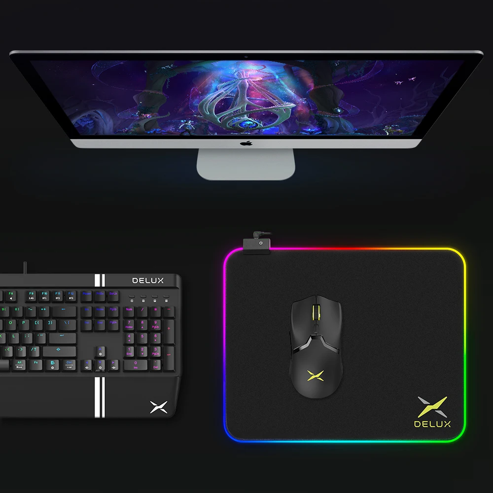 Delux-grande Rgb Gaming Mouse Pad Antiderrapante Base de Borracha Tapete Impermeável com Bordas Duráveis Ótimo para Escritório e Jogos Gp003 - Imagem 2