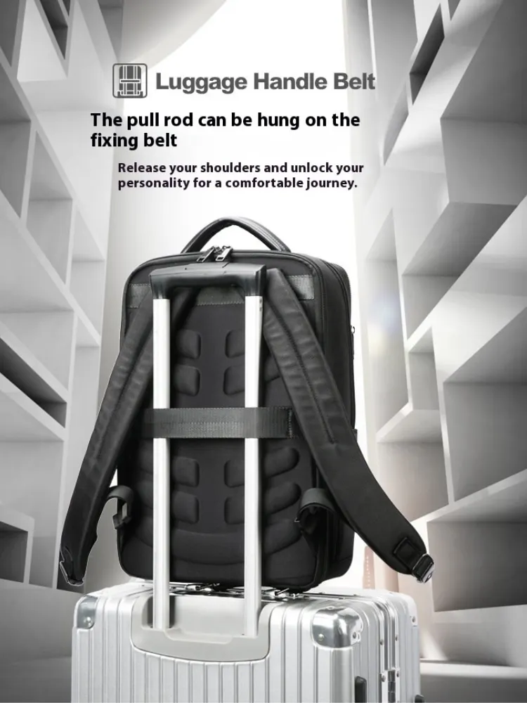 BOPAI Leather backpack casual backpack, first layer cowhide backpack  men's backpack, multi-functional backpack 15.6 inch comp 4