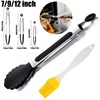 Kitchen Tongs Stainless Steel Food Tongs with Silicone Tips Meat Salad Bread Clip Barbecue Grill Buffet Clamp Cooking Tool Brush