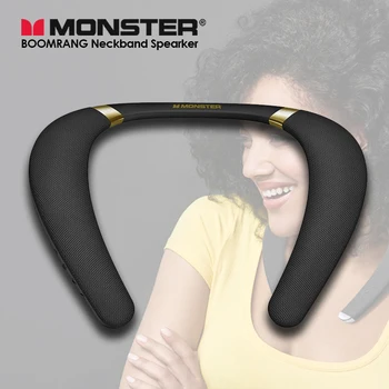몬스터 부메랑 3D 스테레오 사운드 넥밴드 블루투스 스피커, 목 스피커, IPX7 방수 무선 웨어러블 스피커, 12 시간 재생