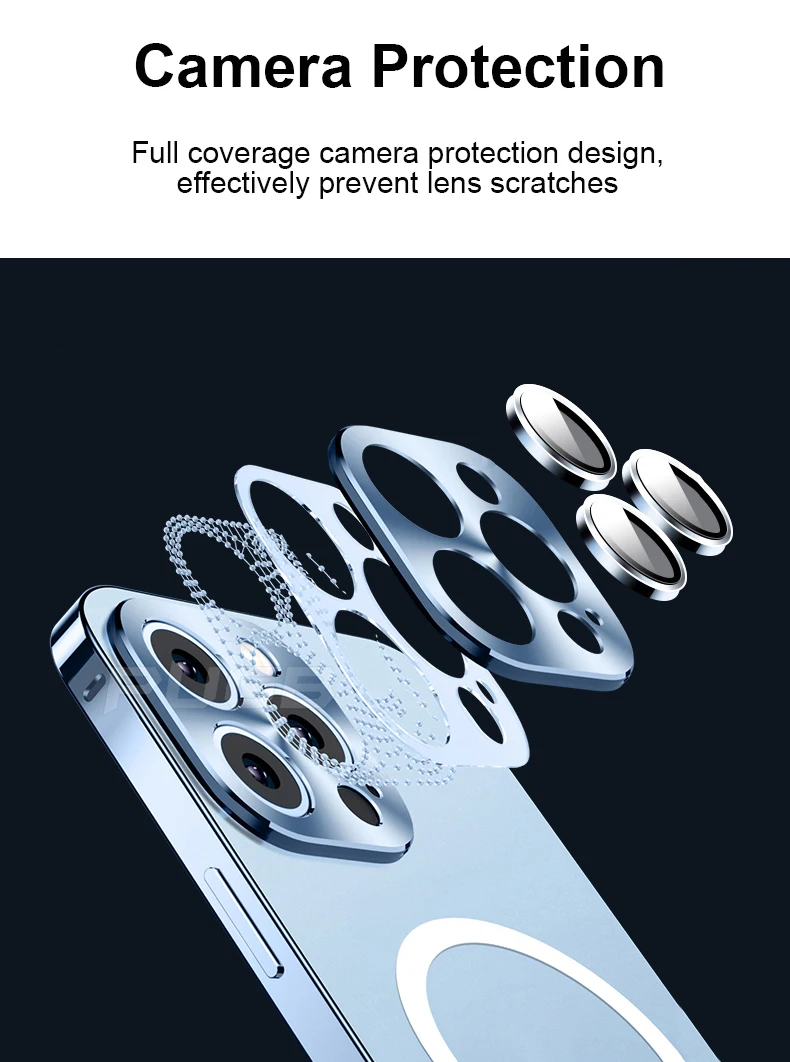 Luxury Magnetic Wireless Charging Aluminum Metal Bumper Case For iPhone 11 12 13 Pro Max Matte Transparent Lens Protector Cover best iphone 12 mini case