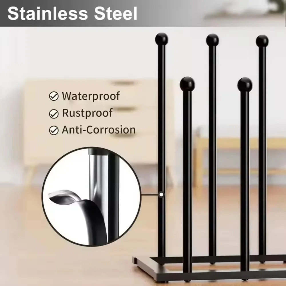 Tall Boots Storage Rack Black Standing Modern Style Shoe Shelf Housewear Supply Rain Shoes Support Frame Storage Organizer Rack