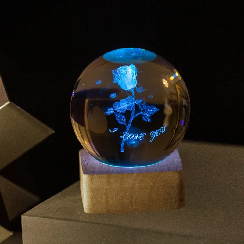 Sfera di Cristallo 3D del Sistema Solare - Luce Notturna Planet con 6 Colori, Base LED per Astronomia e Apprendimento Educativo - Regali per Festival