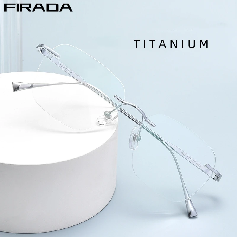FIRADA 패션 편안한 안경 여성 2023 럭셔리 빈티지 티타늄 무테 안경 처..
