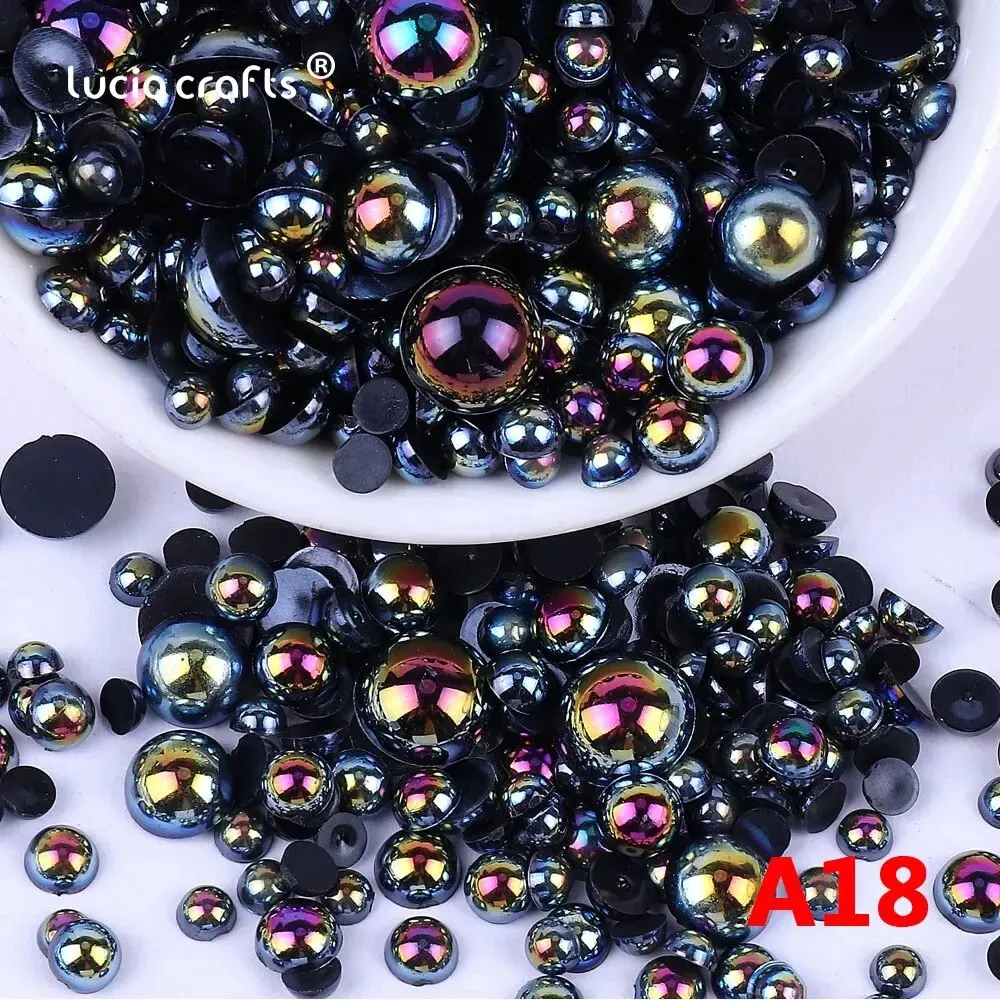 Random Mix 3-8mm AB Color Half Round ABS Beads Imitation Pearl Flatback Beads for DIY Nail Decor Jewelry Making