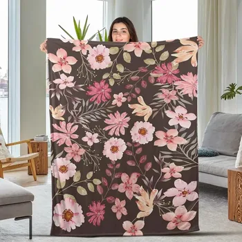 Elegant Pink Floral Throw Blanket 1