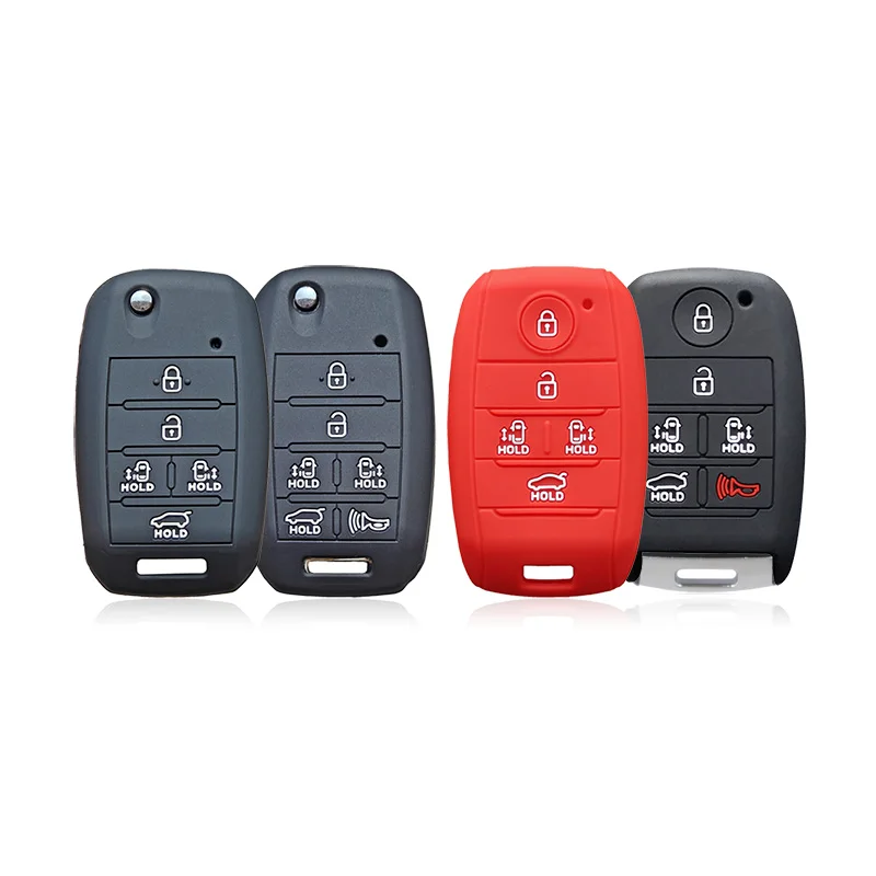 KIA Sedona Grand Carnival Key Fob Case - 6 Button Carbon Fiber Pattern Cover With Silicone Protection