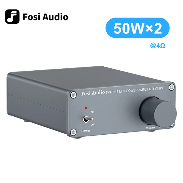 Fosi Audio BT10A Bluetooth 5.0 Stereo Audio Amplifier Receiver 2 Channel  Class D Mini Hi-Fi Integrated Amp for Home Passive Speakers 50W x 2 TPA3116  