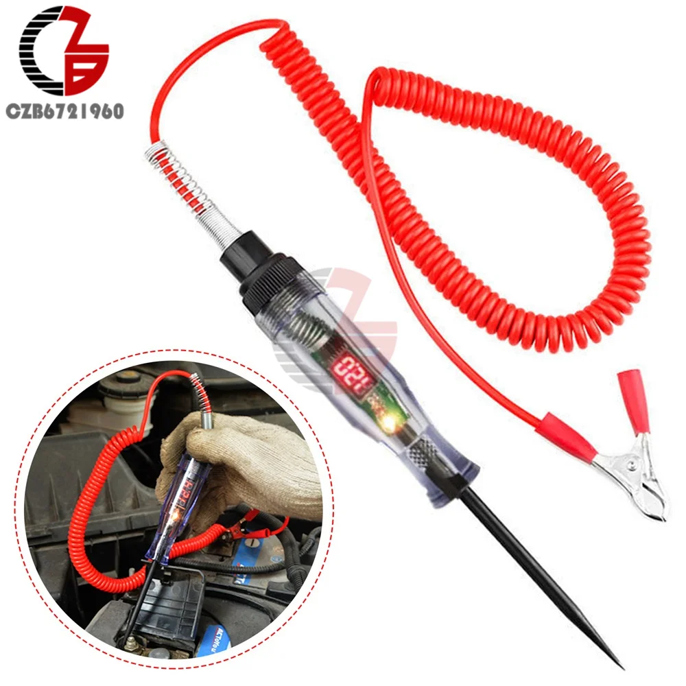 

6V 12V 24V DC Car Truck Voltage Circuit Tester Car Test VoltMeter Long Probe Pen Light Bulb Automobile Maintenance Tools Repair