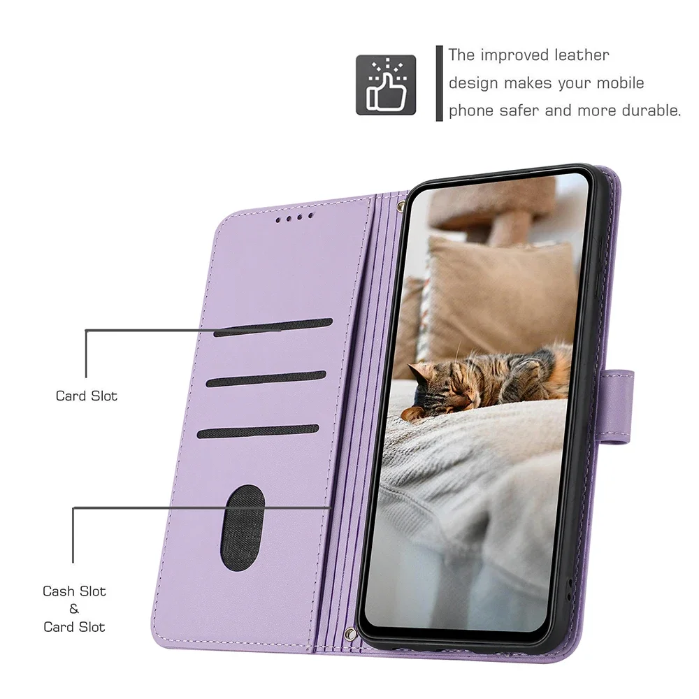 Curte Cat Leather Wallet Cover Case with Stand and Card Holder