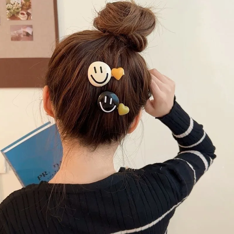 스마일 하트 헤어 클립, 작고 절묘한 머리 장식, 귀여운 머리핀 및 헤어 액세서리