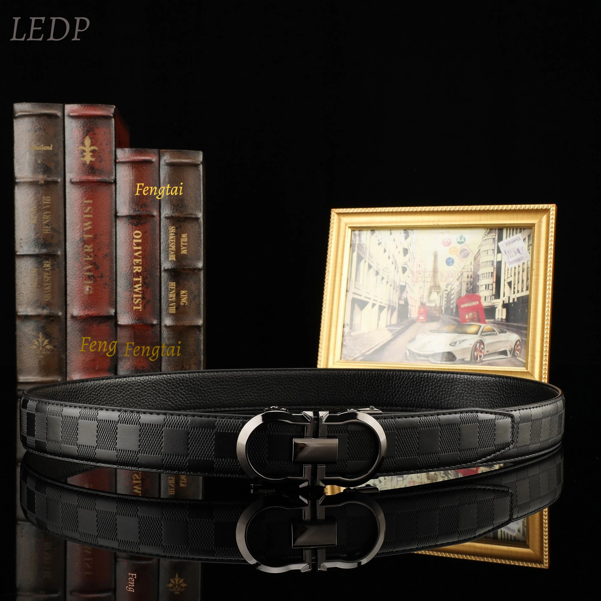 Ceinture de luxe pour homme en cuir véritable 3