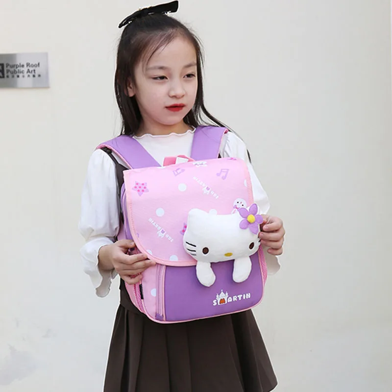 School bag for kids 5 to 6 year boys cartoon little dinosaur rabbit cat plush doll children's Kindergarten  backpack