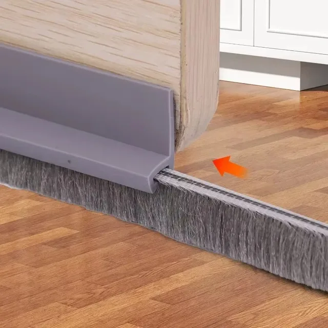 Door Bottom Brush Seal Strip with Brush Dust Prevent Rubber Blocker Insect Proof Home Windproof Self Adhesive Seal Strips 3