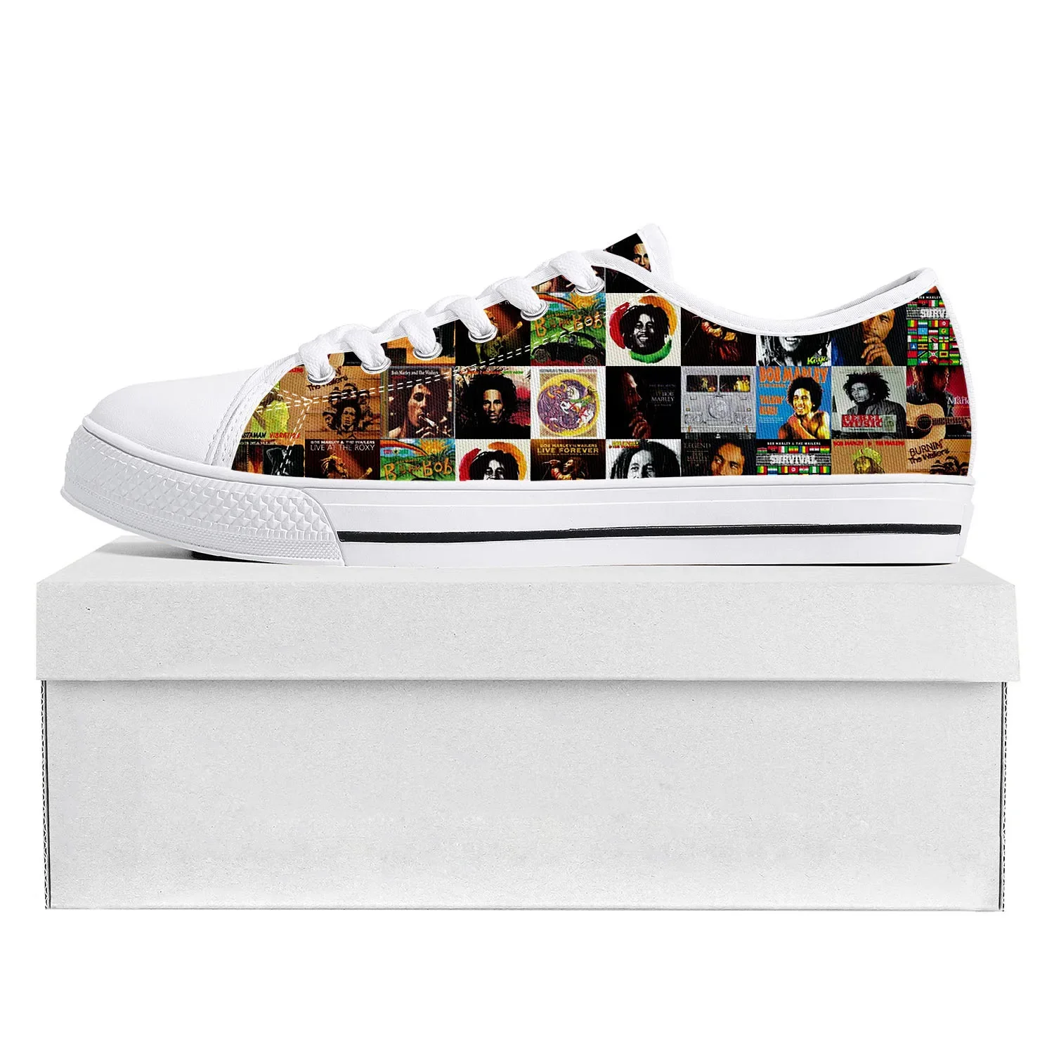 Reggae Rock Music Star Bob Marley Low Top High Quality Sneakers Mens Womens Teenager Canvas Sneaker Couple Shoes Custom Shoe