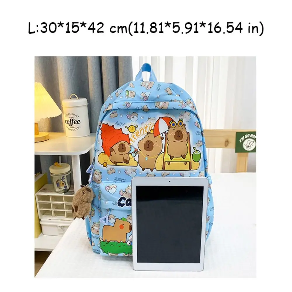 New Large Capacity Capybara Backpack Breathable Cartoon Student Schoolbag Nylon Ultra-light Book Bag 6