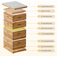 10-Frame Langstroth Bee Hive Coated with 100% Beeswax Includes Beehive Frames and Foundations (2 Deep Boxes & 2 Medium Boxes) 2