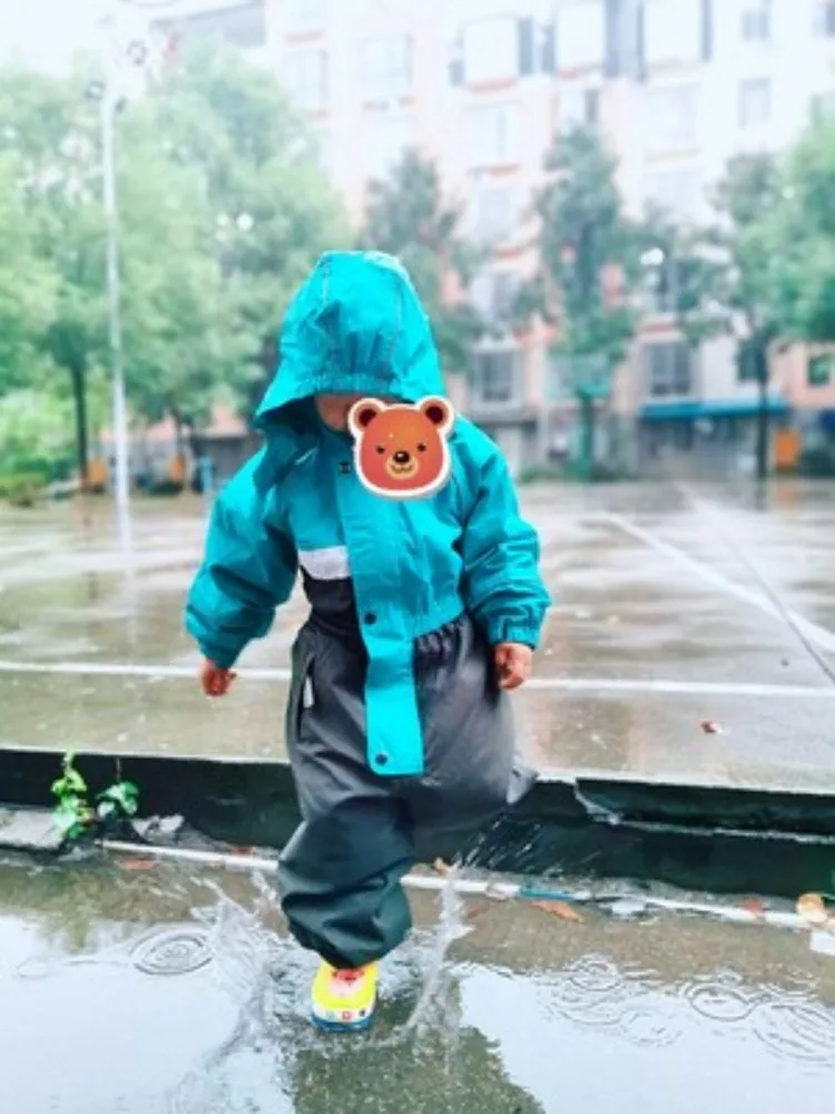 Kids puddles suit baby rainsuit outdoor breathable rainwear boys ski suit outwear girls overall jumpsuit waterproof riancoat children raincoat