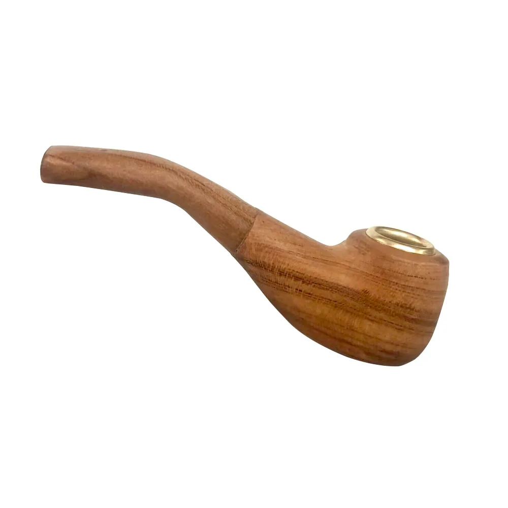 Vintage Style Wooden Effect Bent Tobacco Pipe - ABS Material Smoking Pipe