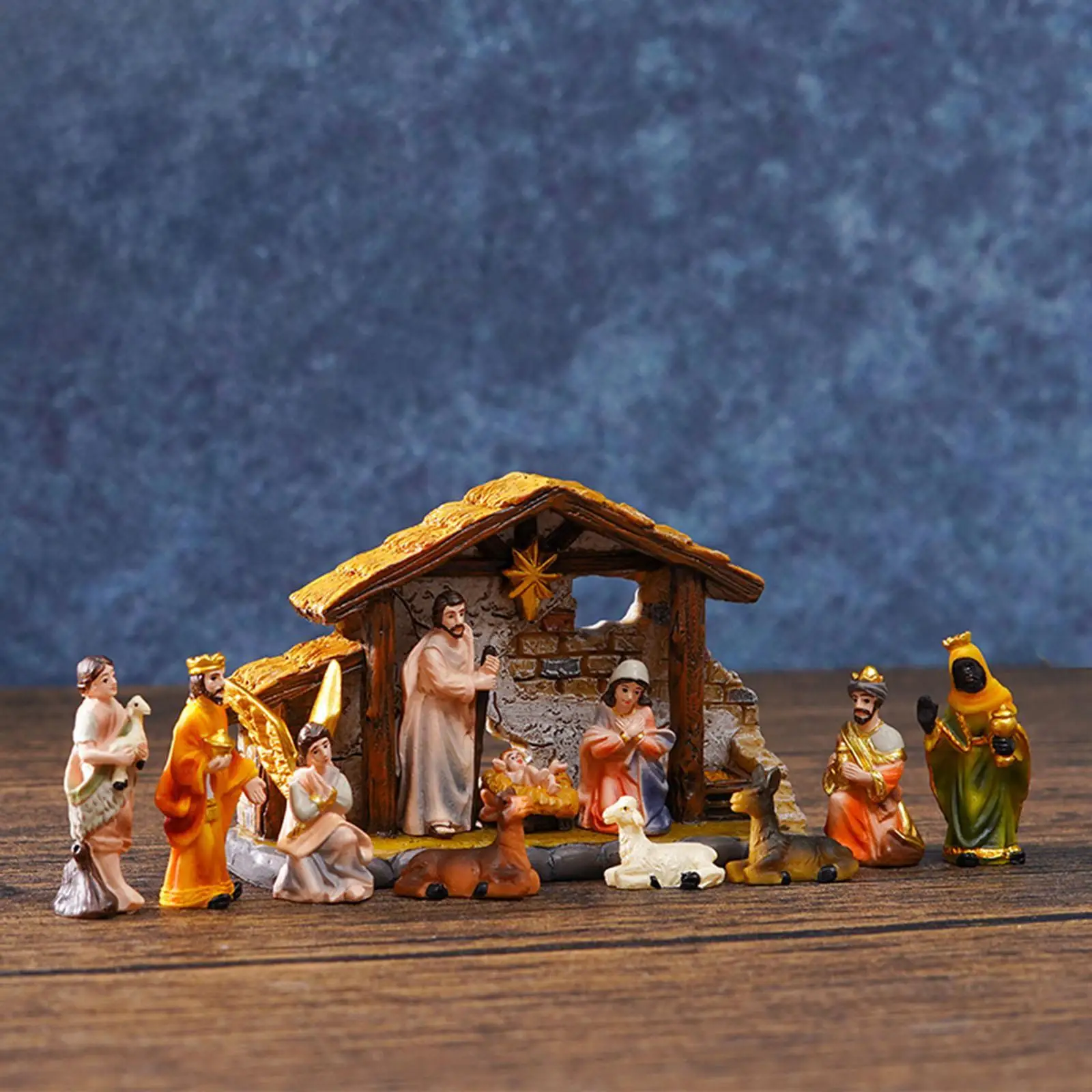Christmas Nativity Scene Set Handmade Decorative Xmas Statue, Tabletop Decoration for Office, Desk Christmas Nativity Scene Set Handmade Decorative Xmas Statue, Tabletop Decoration for Office, Desk